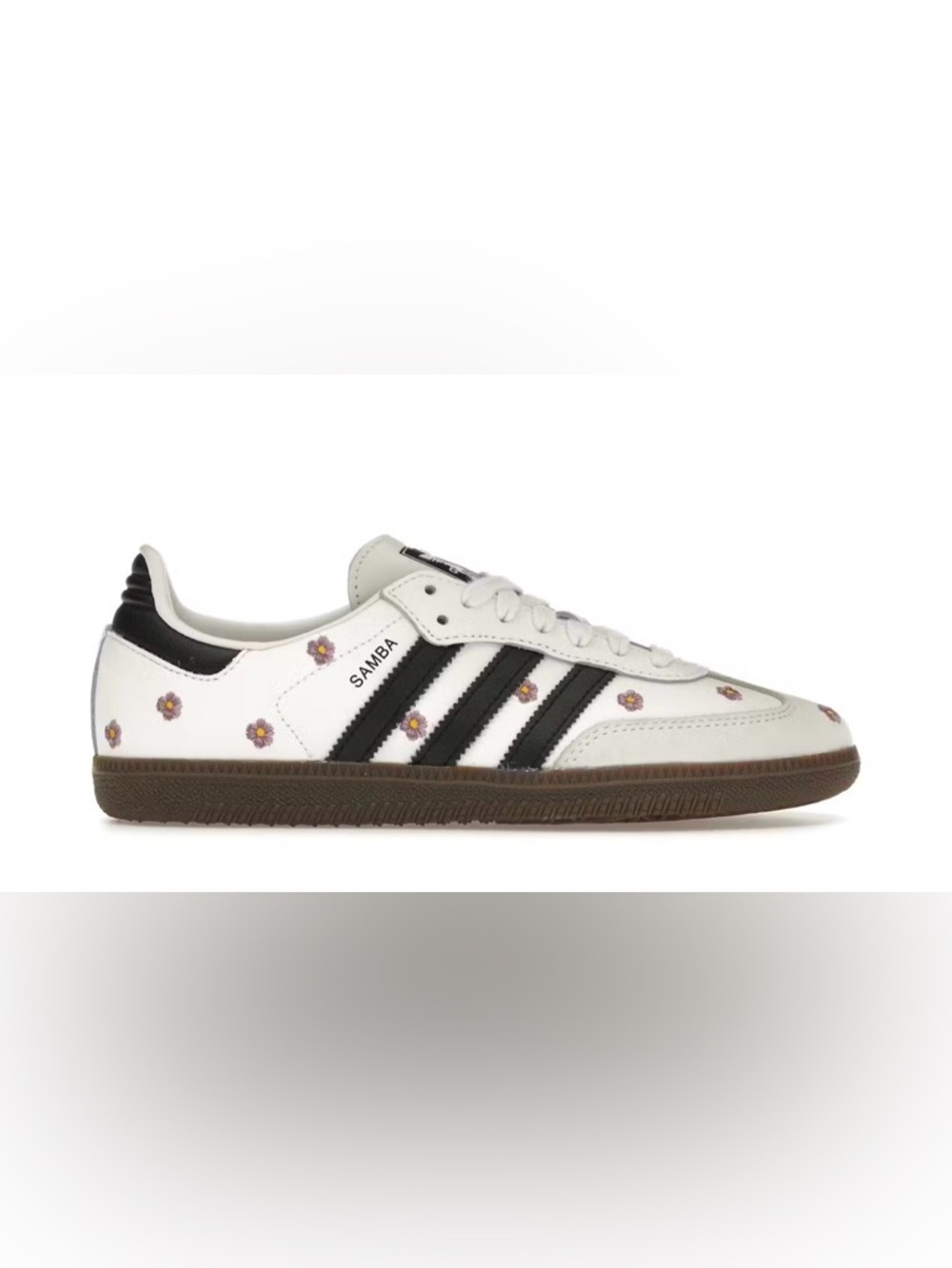 adidas Samba White with Black Stripes and Brown Sole